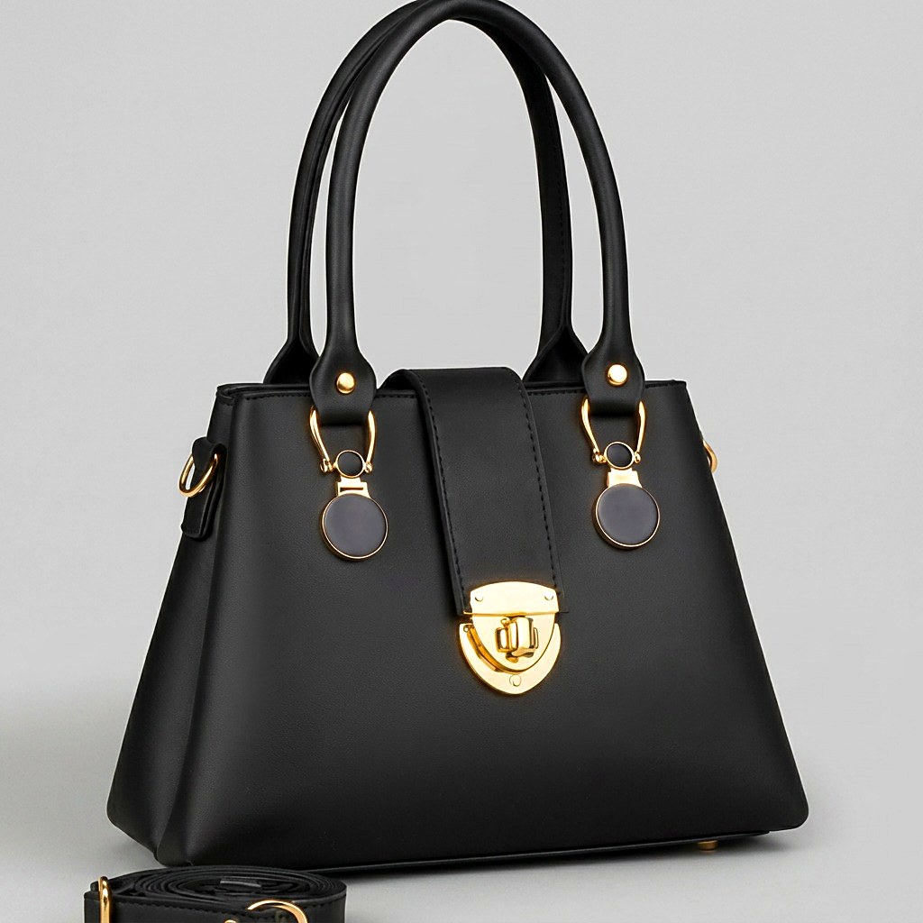 Onyx Structured bag in matte bio calf with gold-tone twist-lock hardware